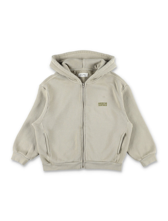 American Vintage Izubird zip hoodie for kids Grey Cotton Sweatshirt