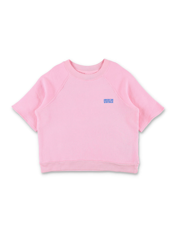 American Vintage Izubird short sleeves sweatshirt for kids Pink Cotton