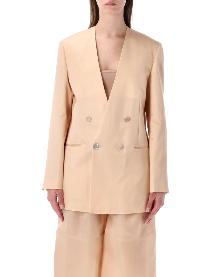 Alberta Ferretti double-breasted silk organza jacket Rose Lining Blazer