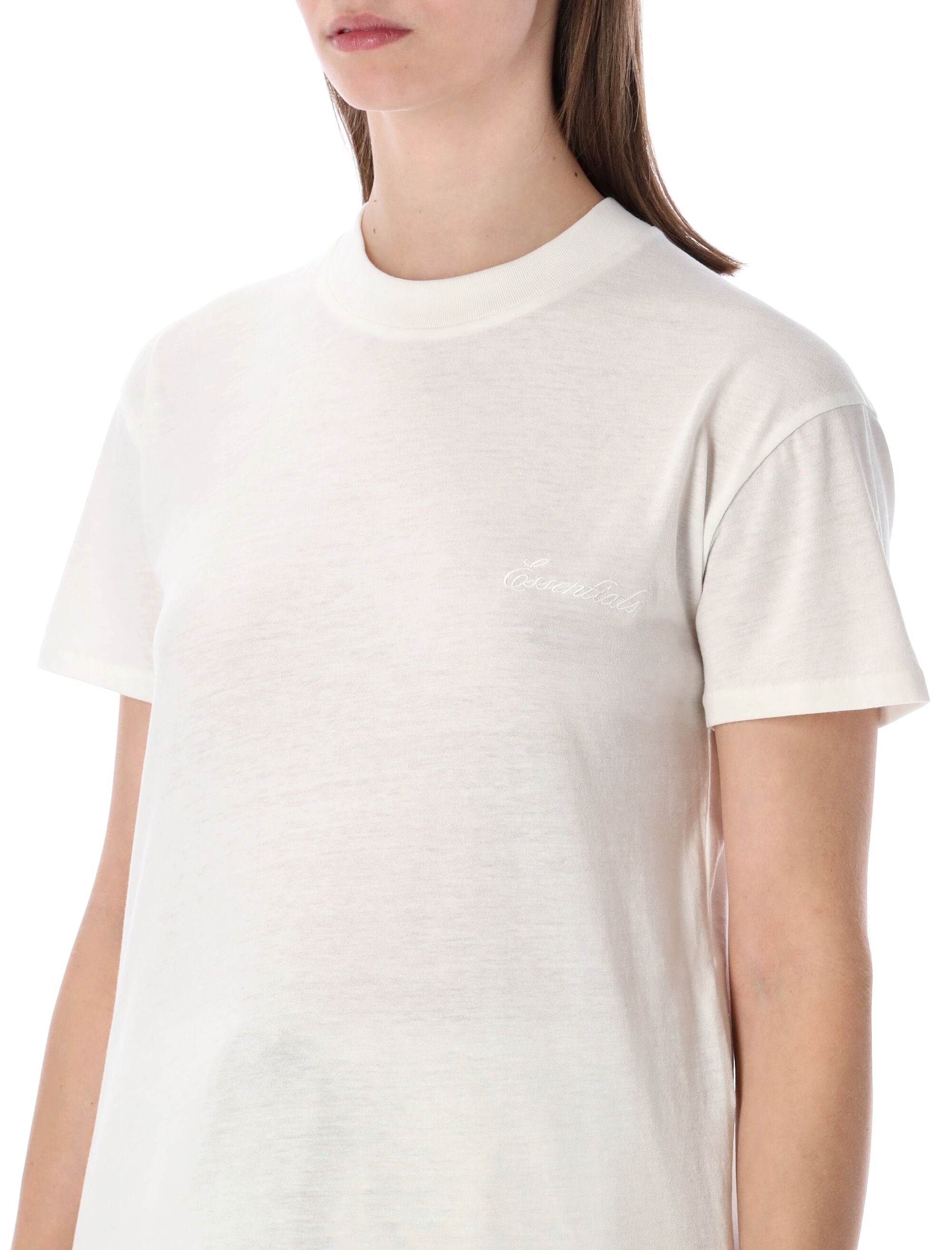 Essentials Fear of God ivory embroidered classic tee Cotton Tshirt