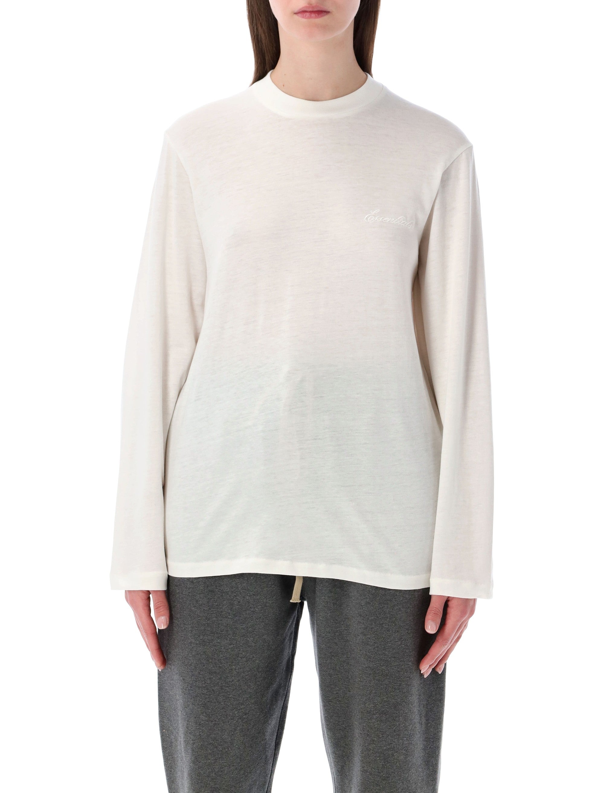 Essentials Fear of God classic LS tee Ivory Cotton Tshirt