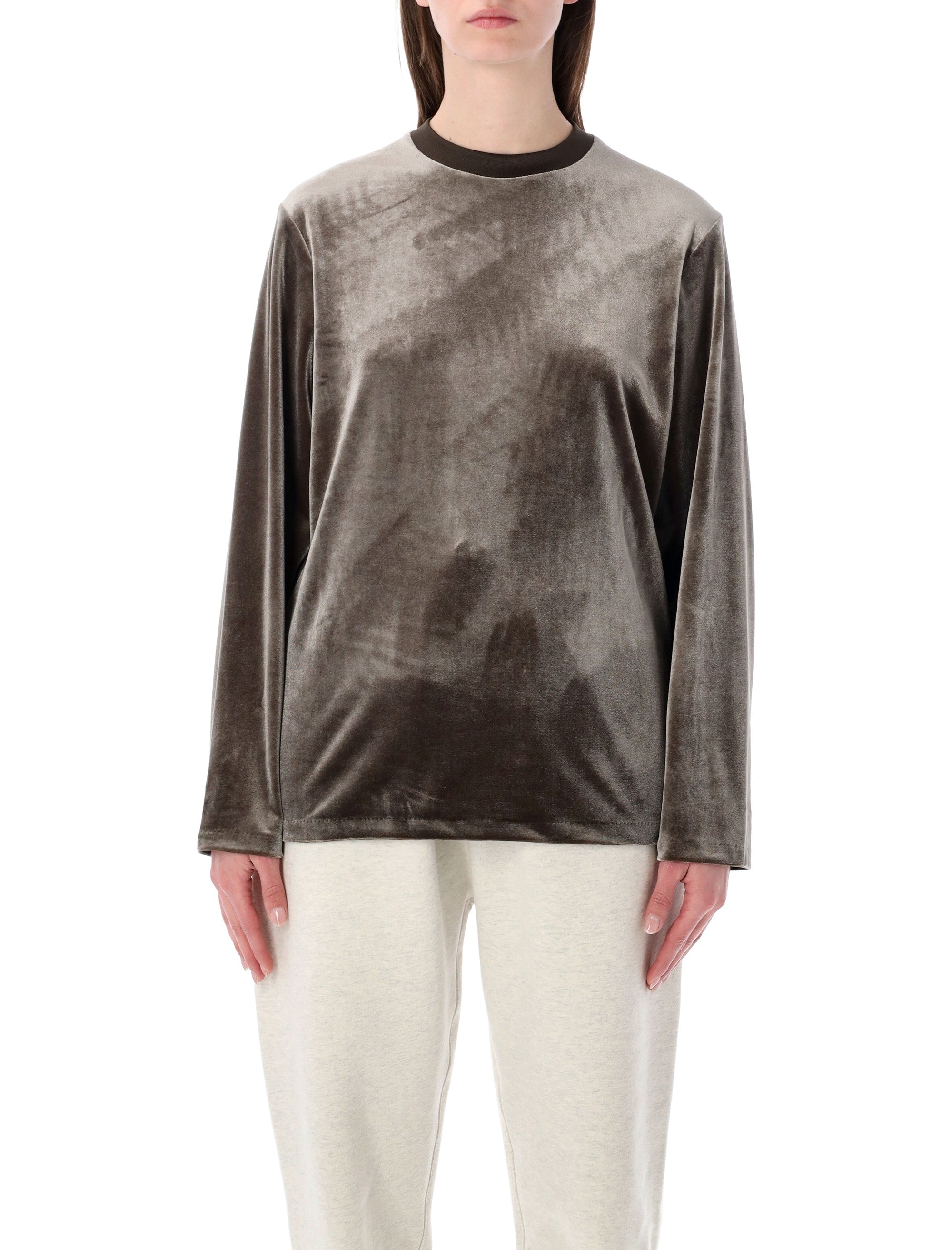 Essentials Fear of God LS velour tee Brown Polyester Tshirt
