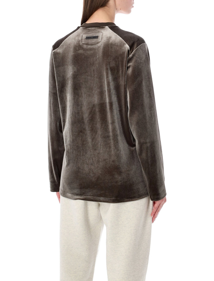 Essentials Fear of God LS velour tee Brown Polyester Tshirt