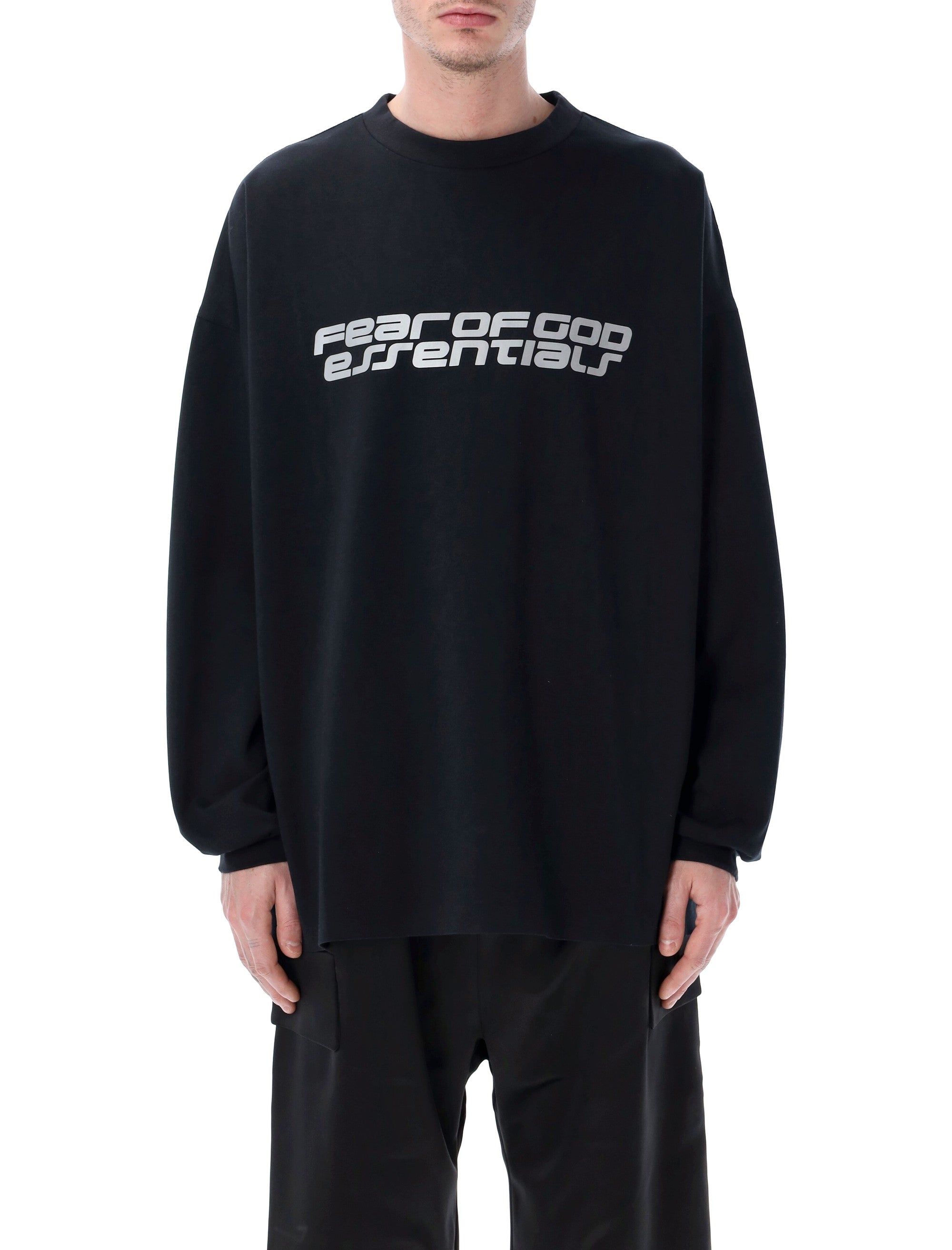 Fear of God Essentials 90s Ponte long sleeve black Vintage Recycled Polyester T-shirt