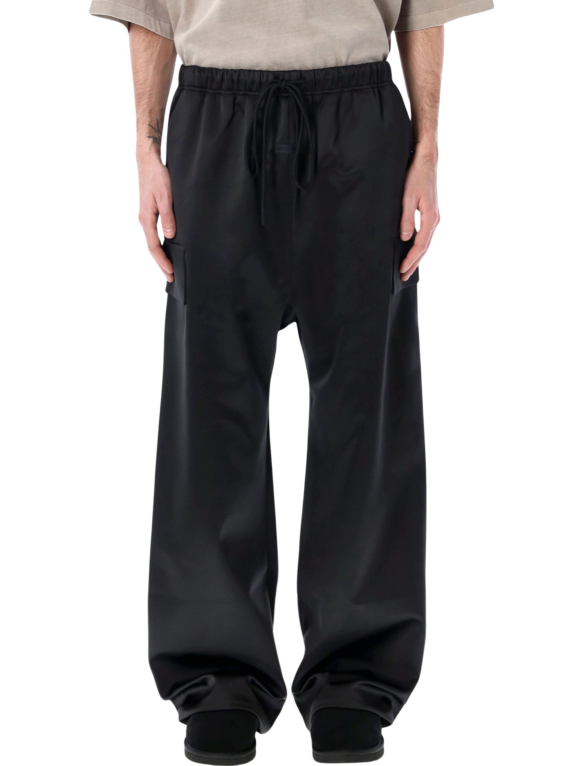 Fear of God Essentials bonded satin pants black Vintage Polyester Sweatpants