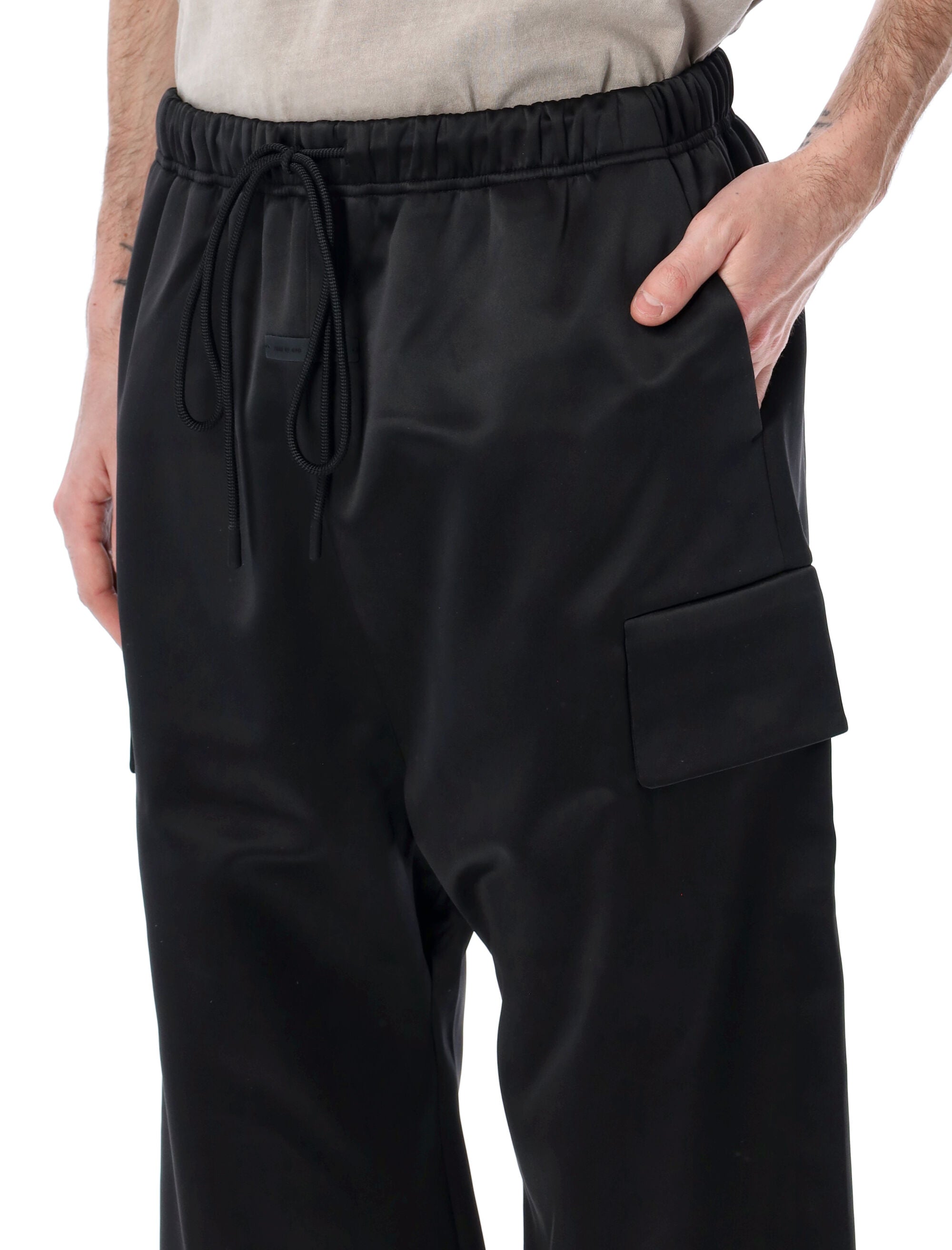 Fear of God Essentials bonded satin pants black Vintage Polyester Sweatpants