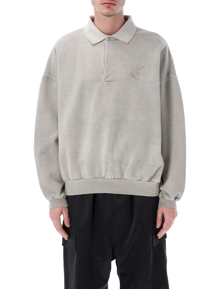 Fear of God Essentials grey embroidered polo Smoke Cotton Sweatshirt
