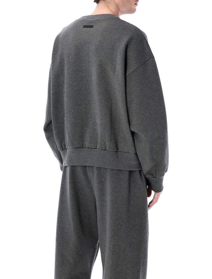 Fear Of God Essentials Embossed Crewneck Grey Charcoal Heather Cotton Sweatshirt
