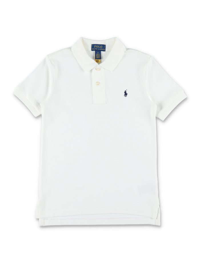 Polo Ralph Lauren Kids Slim Fit Cotton Piquet Shirt White Tshirt