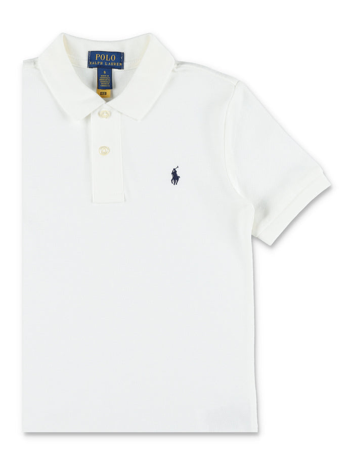 Polo Ralph Lauren Kids Slim Fit Cotton Piquet Shirt White Tshirt
