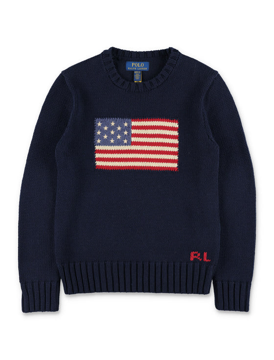 Polo Ralph Lauren American Flag Cotton Sweater Navy