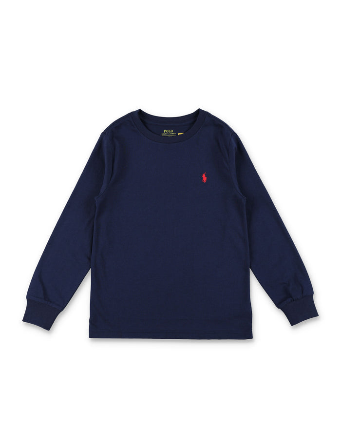 Polo Ralph Lauren Kid Cotton Long Sleeve T-Shirt Navy Tshirt