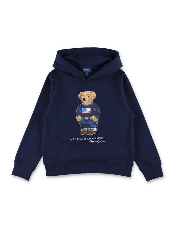 Polo Ralph Lauren Kids Bear Hoodie Navy Cotton Sweatshirt