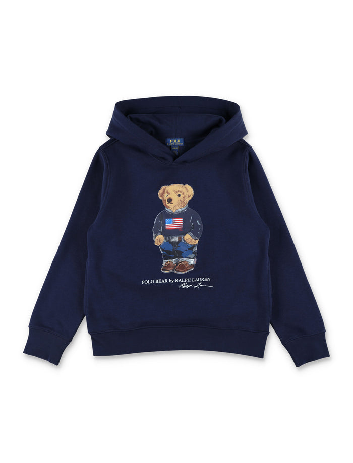 Polo Ralph Lauren Kids Bear Hoodie Navy Cotton Sweatshirt