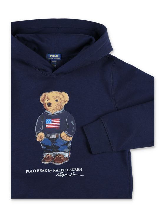 Polo Ralph Lauren Kids Bear Hoodie Navy Cotton Sweatshirt
