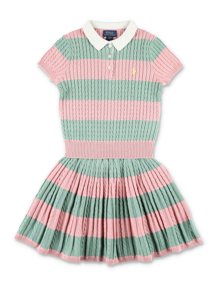 Polo Ralph Lauren Knit Set Dress For Girls Pink/green Cotton