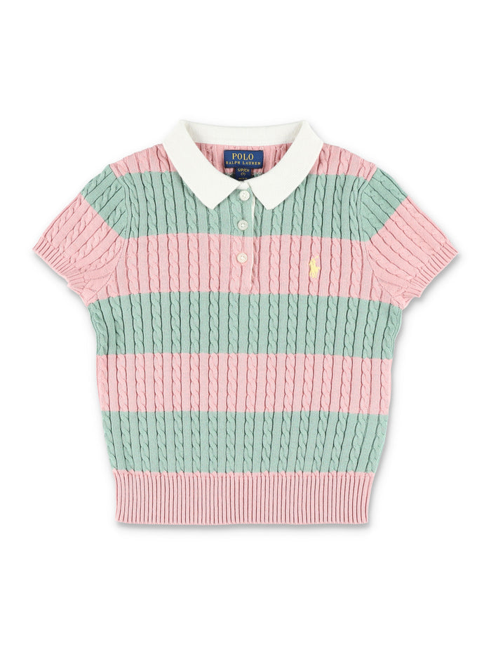 Polo Ralph Lauren Knit Set Dress For Girls Pink/green Cotton