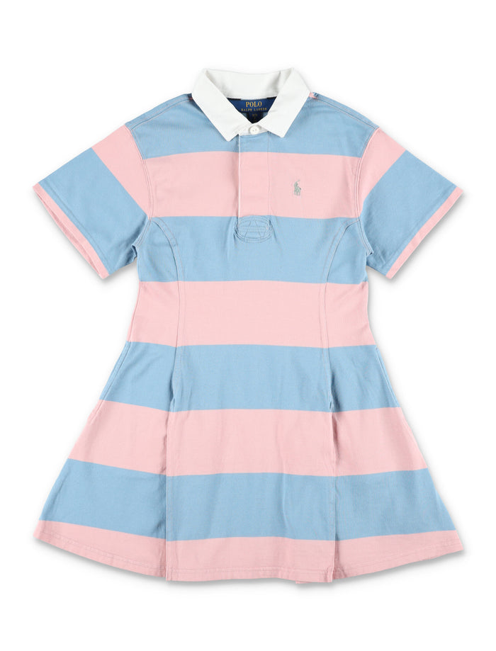 Polo Ralph Lauren Girls Striped Cotton Rugby Dress Pink/blue