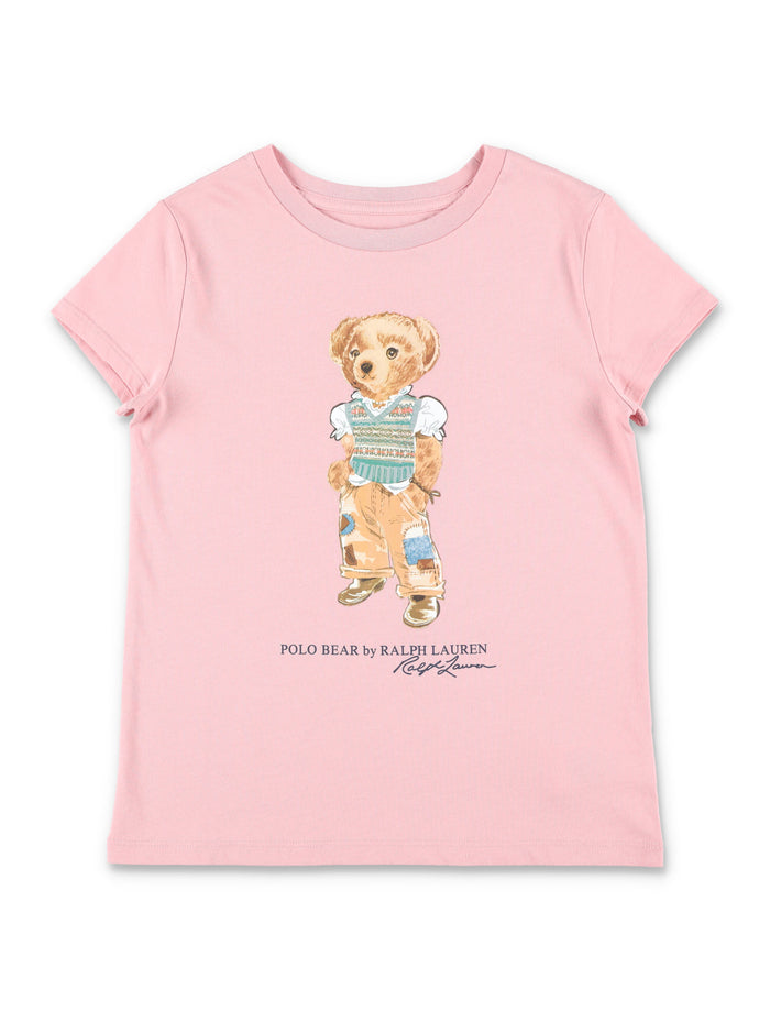Polo Ralph Lauren Girls Bear Cotton T-Shirt Adirondack Rose