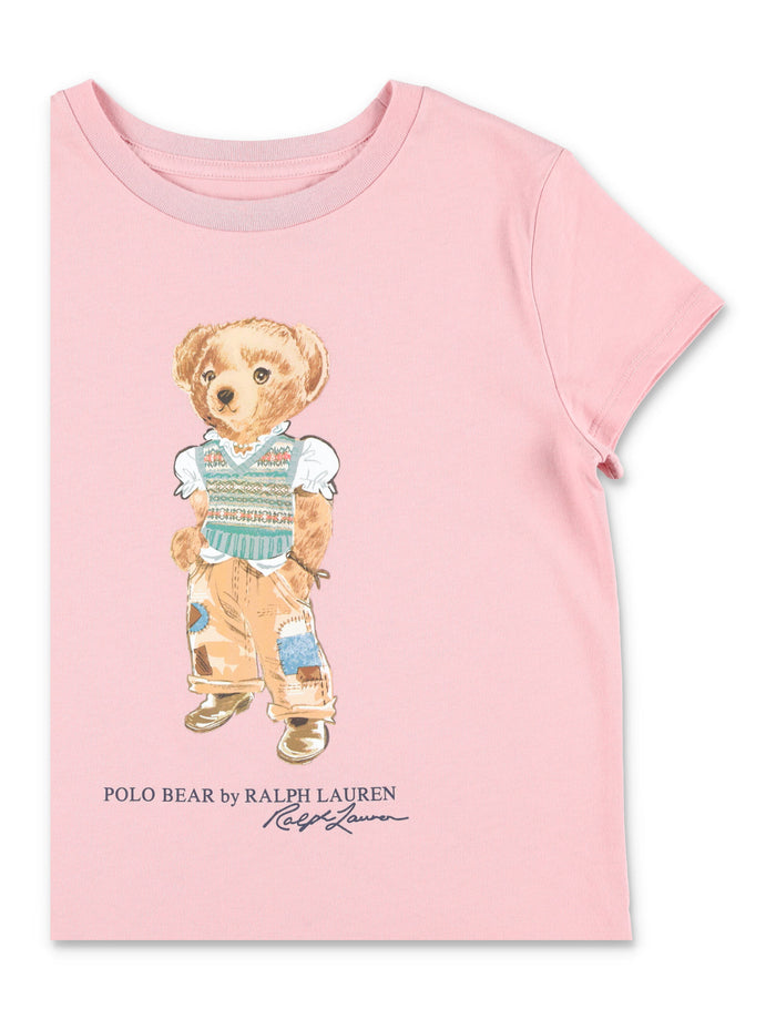 Polo Ralph Lauren Girls Bear Cotton T-Shirt Adirondack Rose