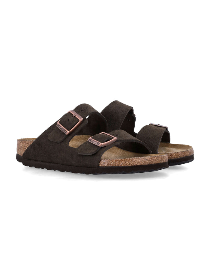 Birkenstock Arizona Suede Flat Sandals Mocca Mokka Upper