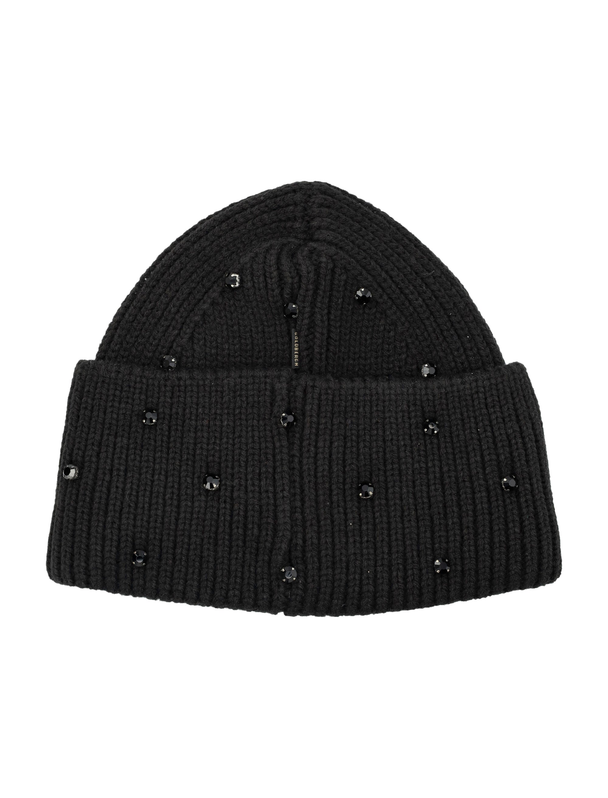 Goldbergh Dream beanie with crystals Black Acrylic Hat
