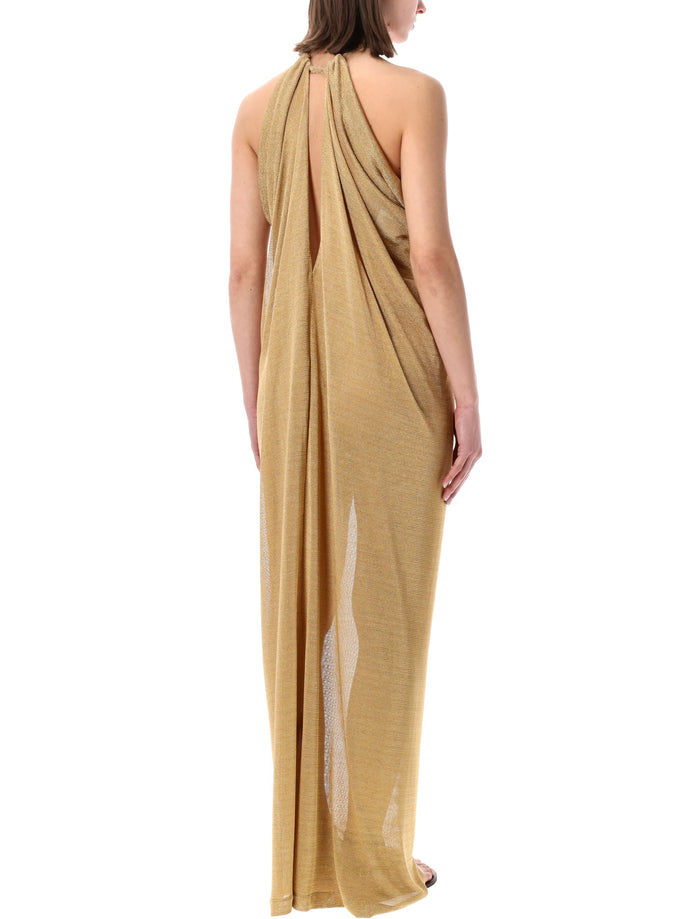 Alberta Ferretti gold lurex open-back dress Viscosa