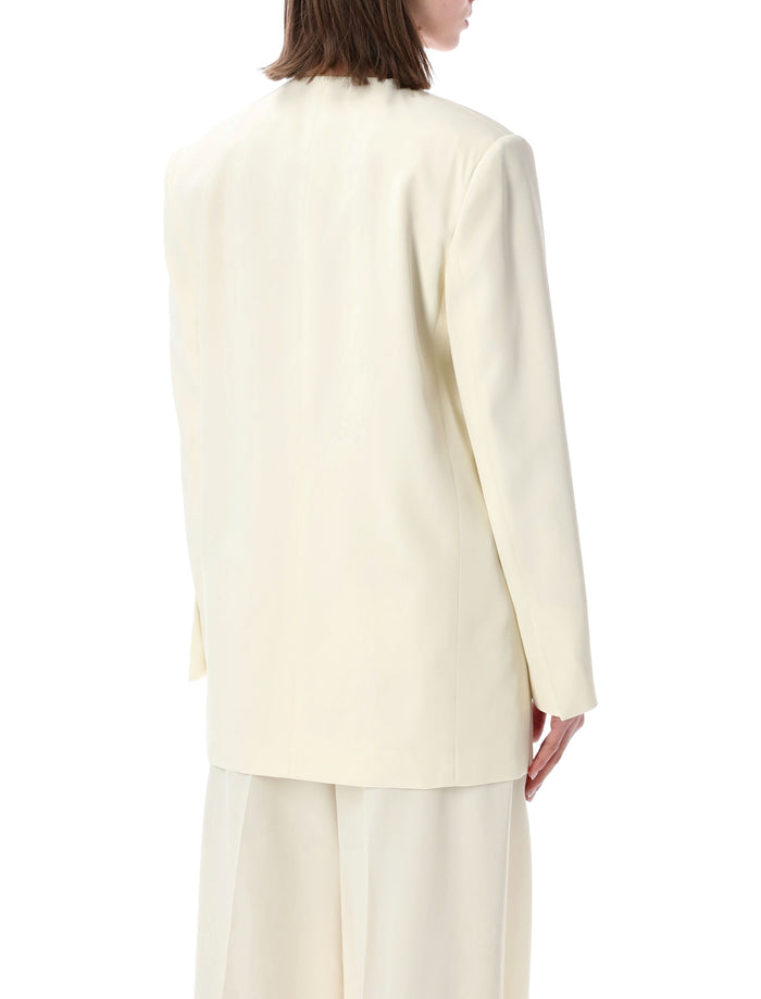 Alberta Ferretti double-breasted gold button blazer Ivory Viscose Lining