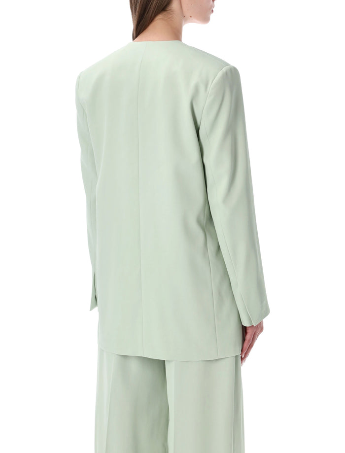 Alberta Ferretti Double-Breasted Gold Button Blazer Green Viscose Lining
