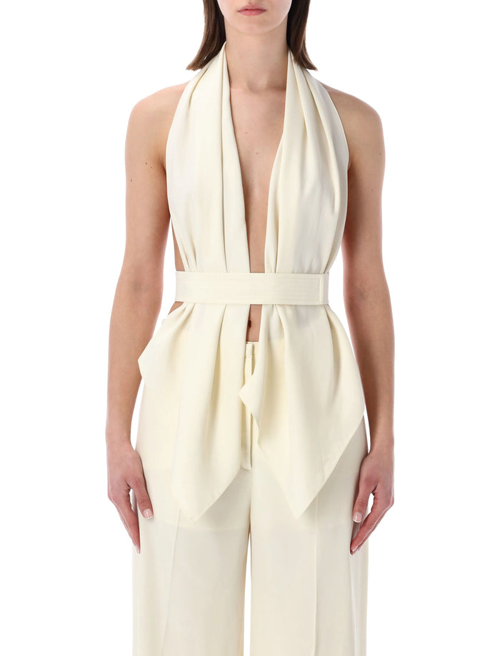 Alberta Ferretti draped scarf-effect top Ivory Viscose
