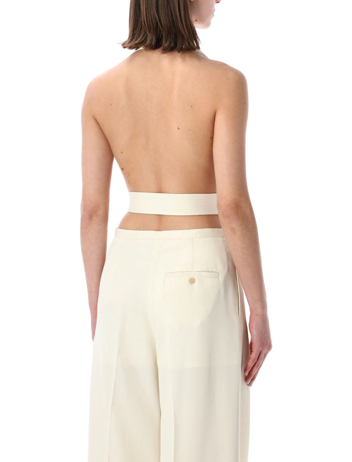Alberta Ferretti Draped Scarf-Effect Top Ivory Viscose