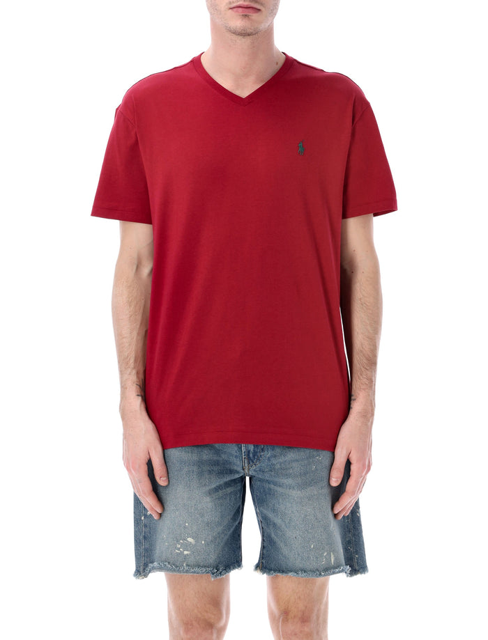 Polo Ralph Lauren Jersey V-Neck T-Shirt Burgundy Cotton Tshirt