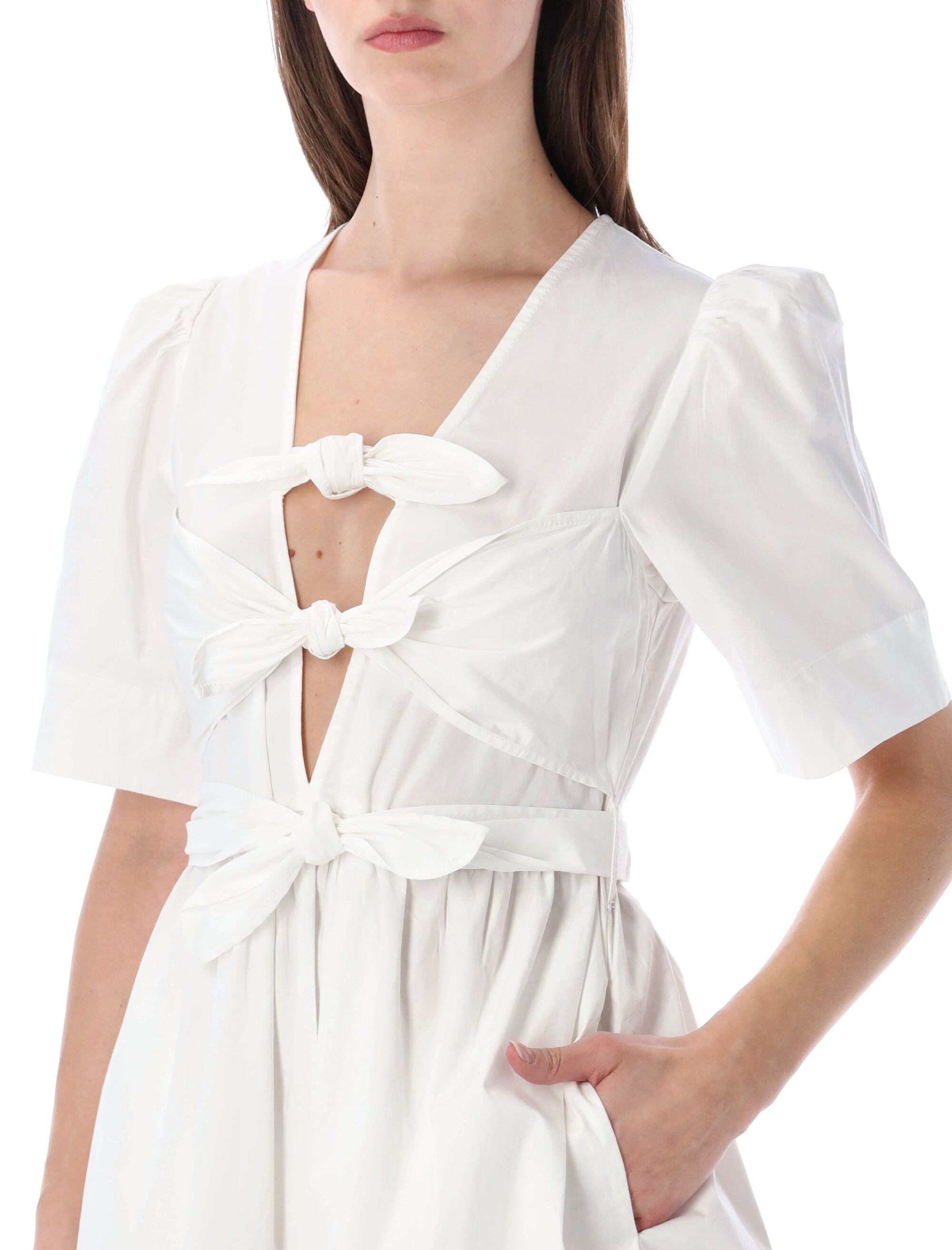 Ganni white cotton midi dress Birght Organic