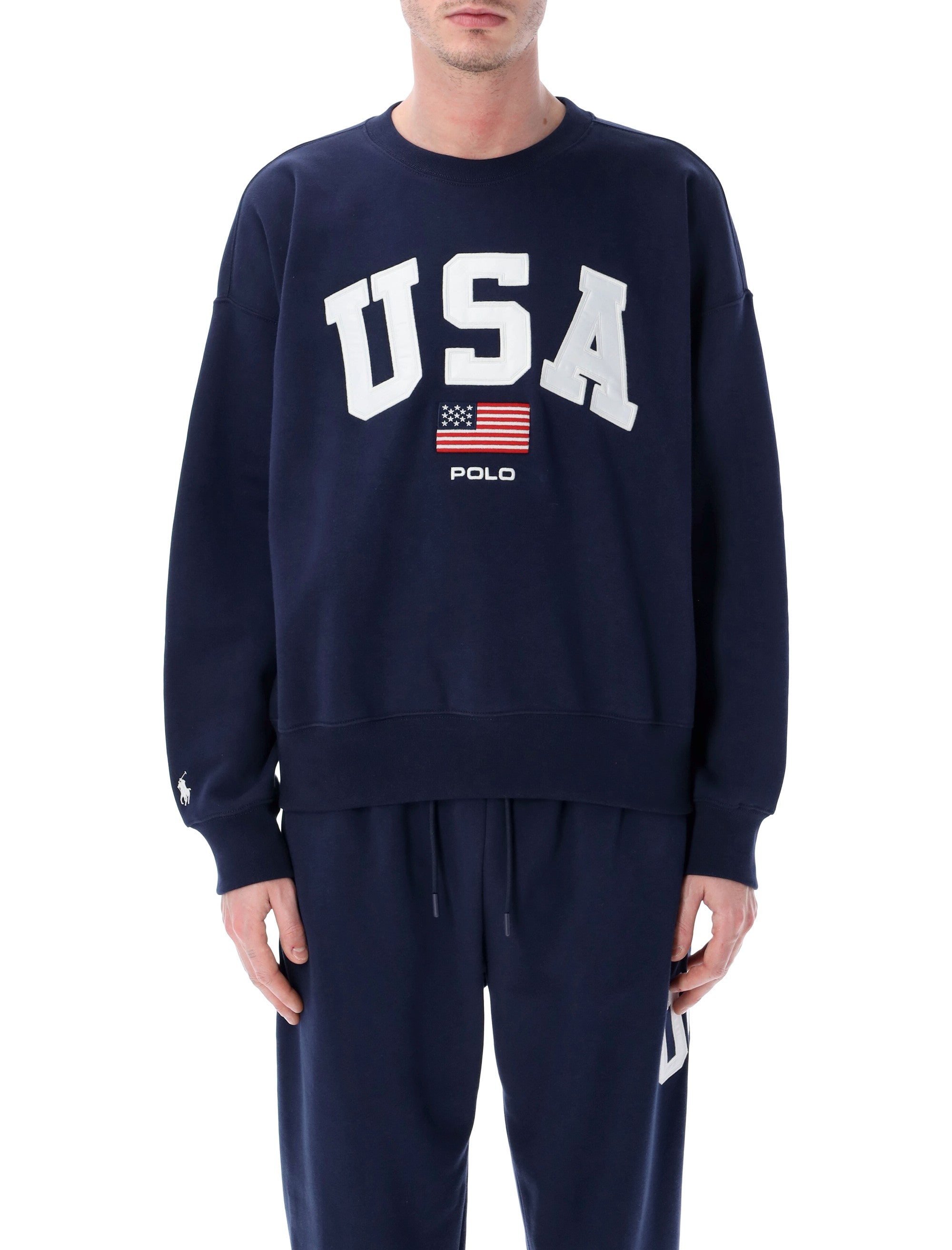 Polo Ralph Lauren Vintage Fit Flag Fleece sweatshirt Blue Cotton