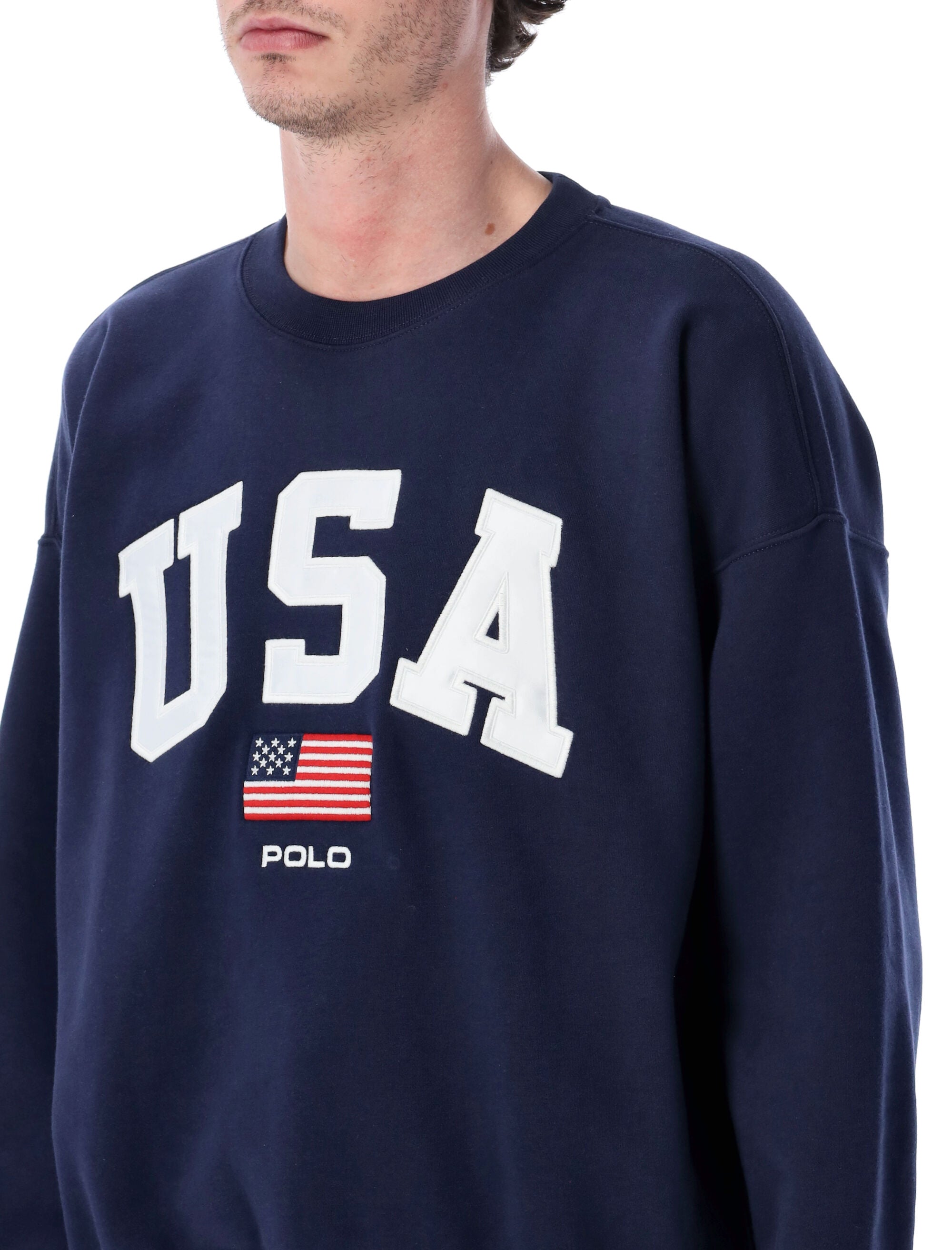 Polo Ralph Lauren Vintage Fit Flag Fleece sweatshirt Blue Cotton