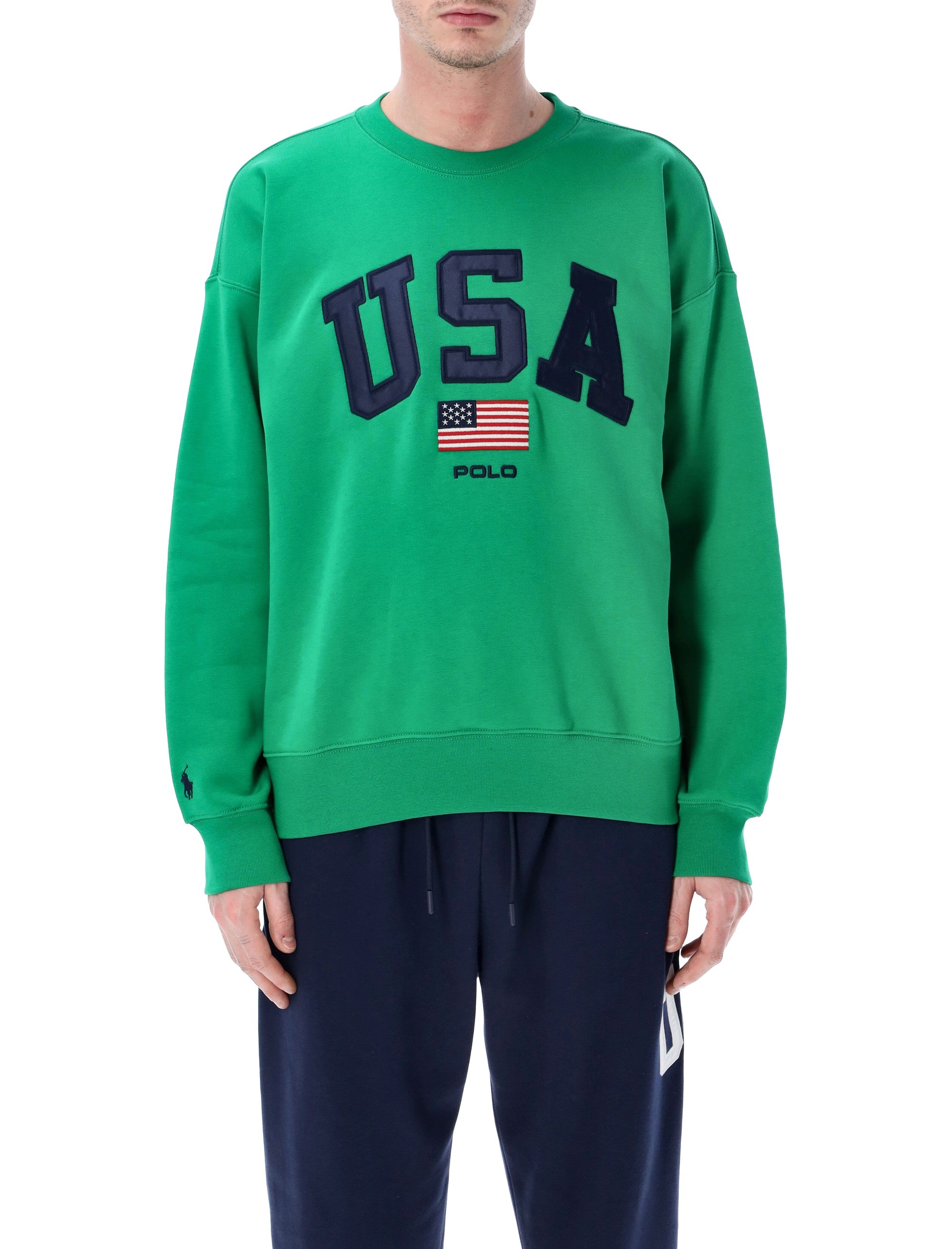 Polo Ralph Lauren Vintage Fit Flag Fleece sweatshirt Green Cotton
