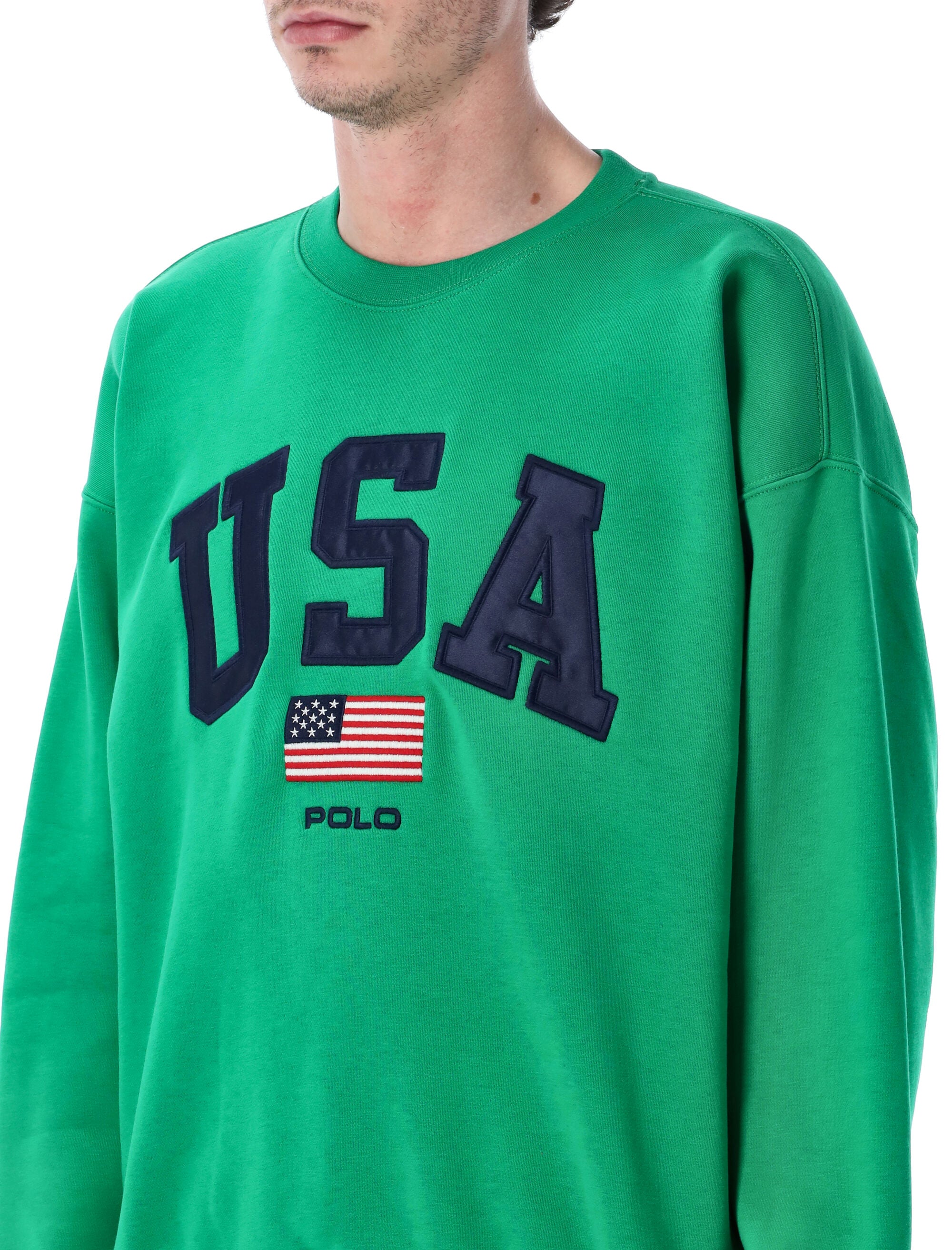 Polo Ralph Lauren Vintage Fit Flag Fleece sweatshirt Green Cotton