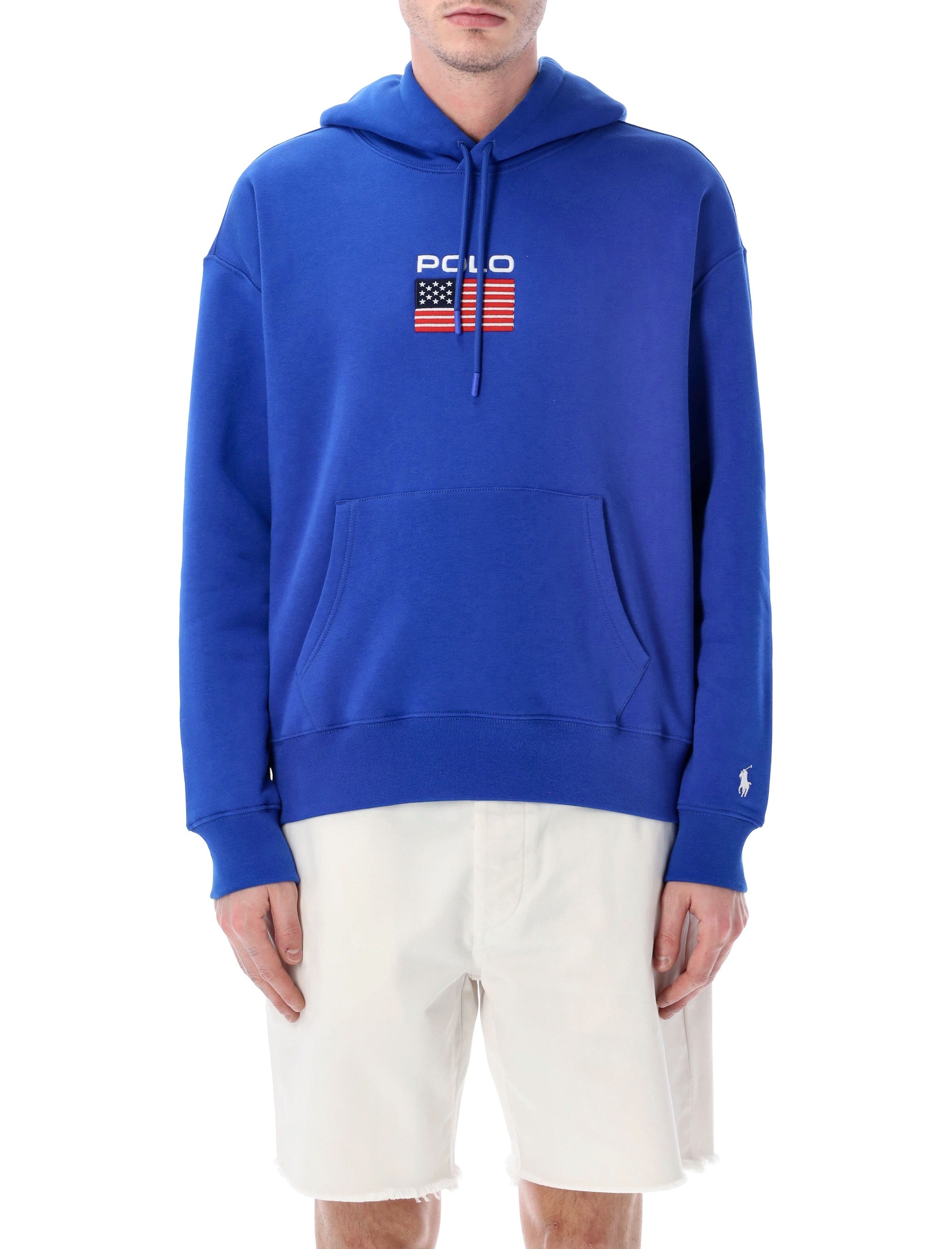 Polo Ralph Lauren Flag Fleece USA hoodie Blue Cotton Sweatshirt