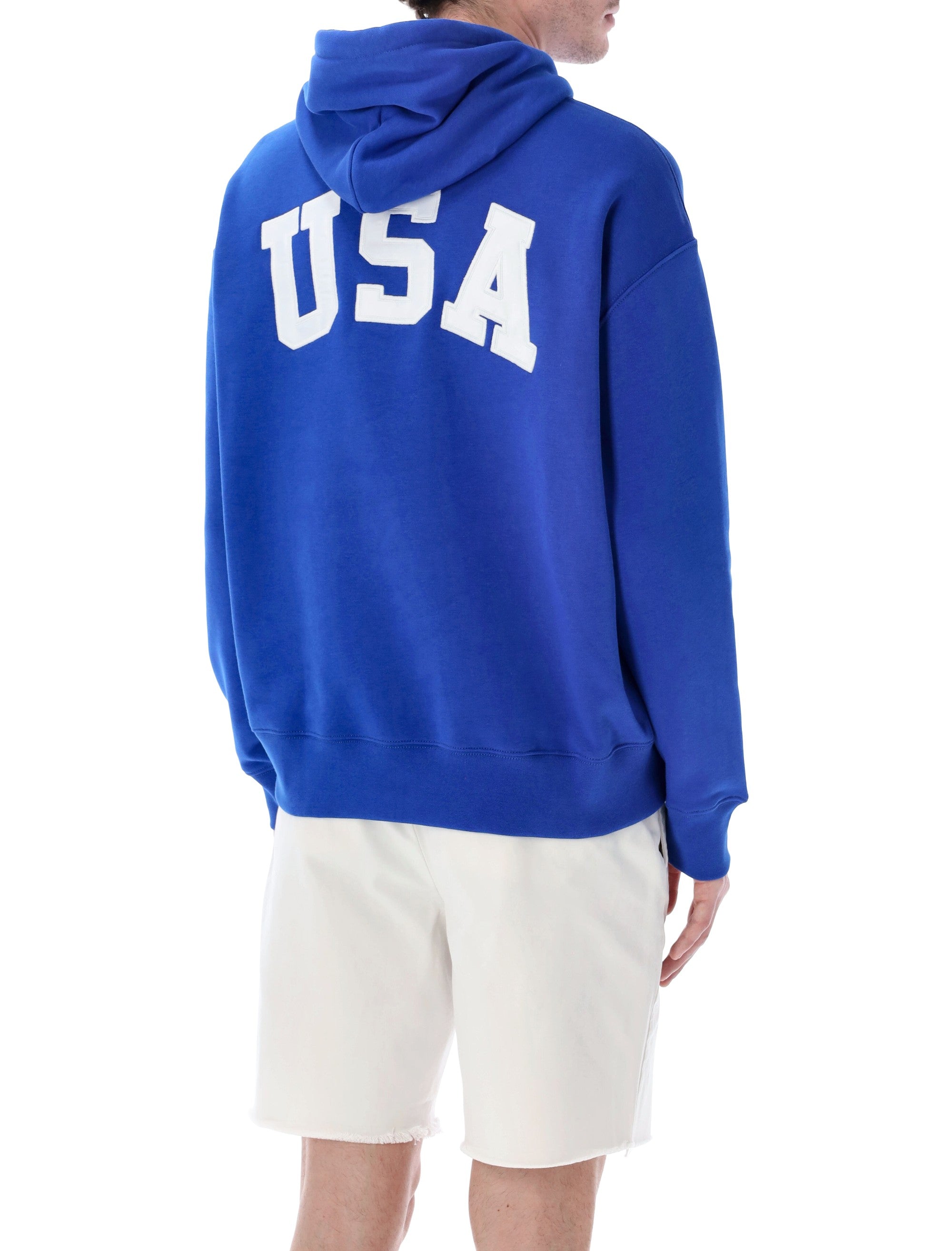 Polo Ralph Lauren Flag Fleece USA hoodie Blue Cotton Sweatshirt