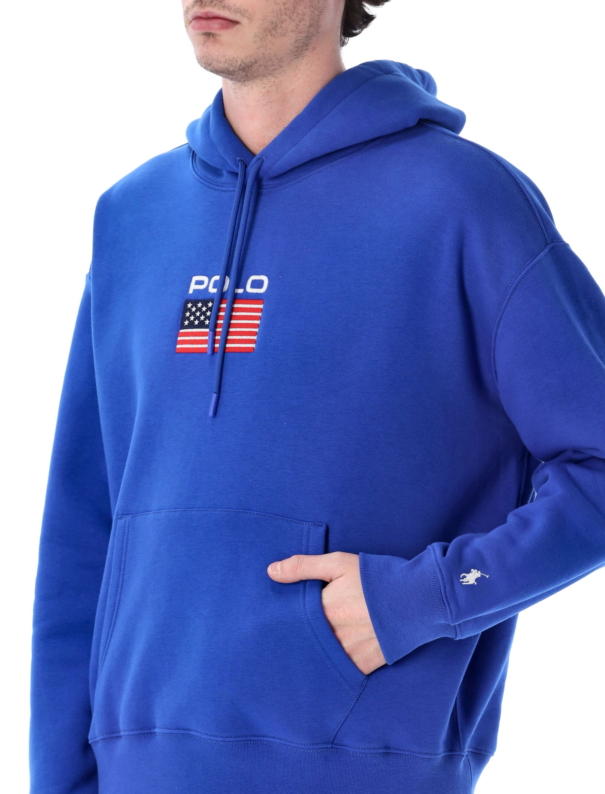 Polo Ralph Lauren Flag Fleece USA hoodie Blue Cotton Sweatshirt