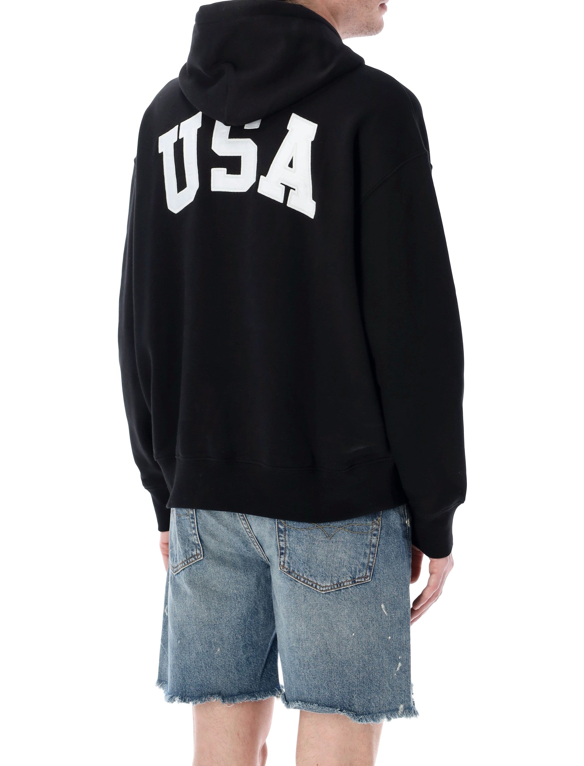 Polo Ralph Lauren Flag Fleece USA hoodie Black Cotton Sweatshirt