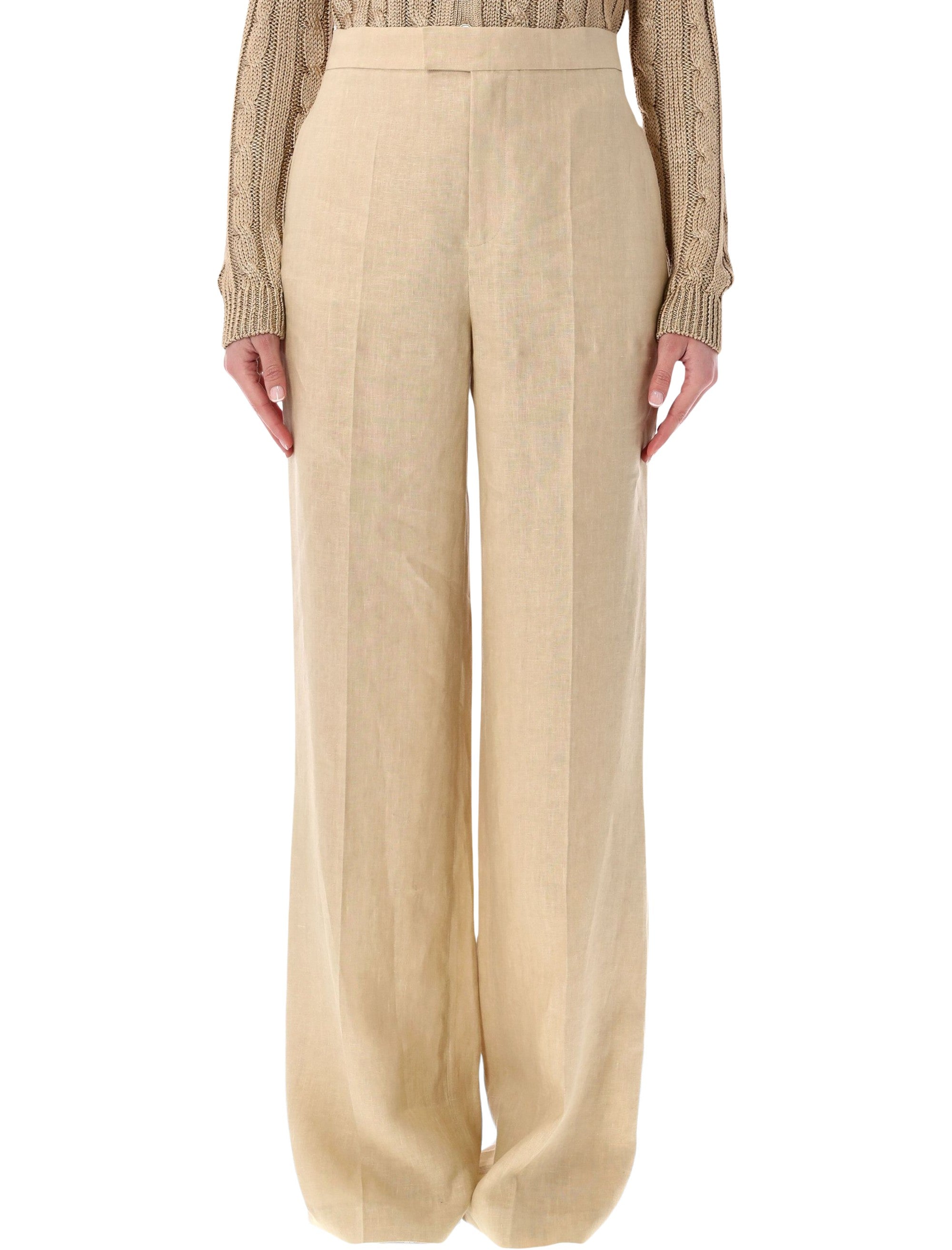 Ralph Lauren Dean linen wide-leg trousers Light Tan Pant