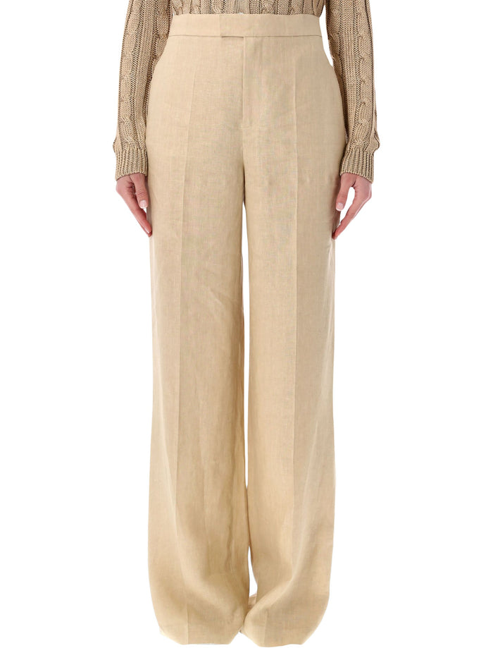 Ralph Lauren Dean linen wide-leg trousers Light Tan Pant