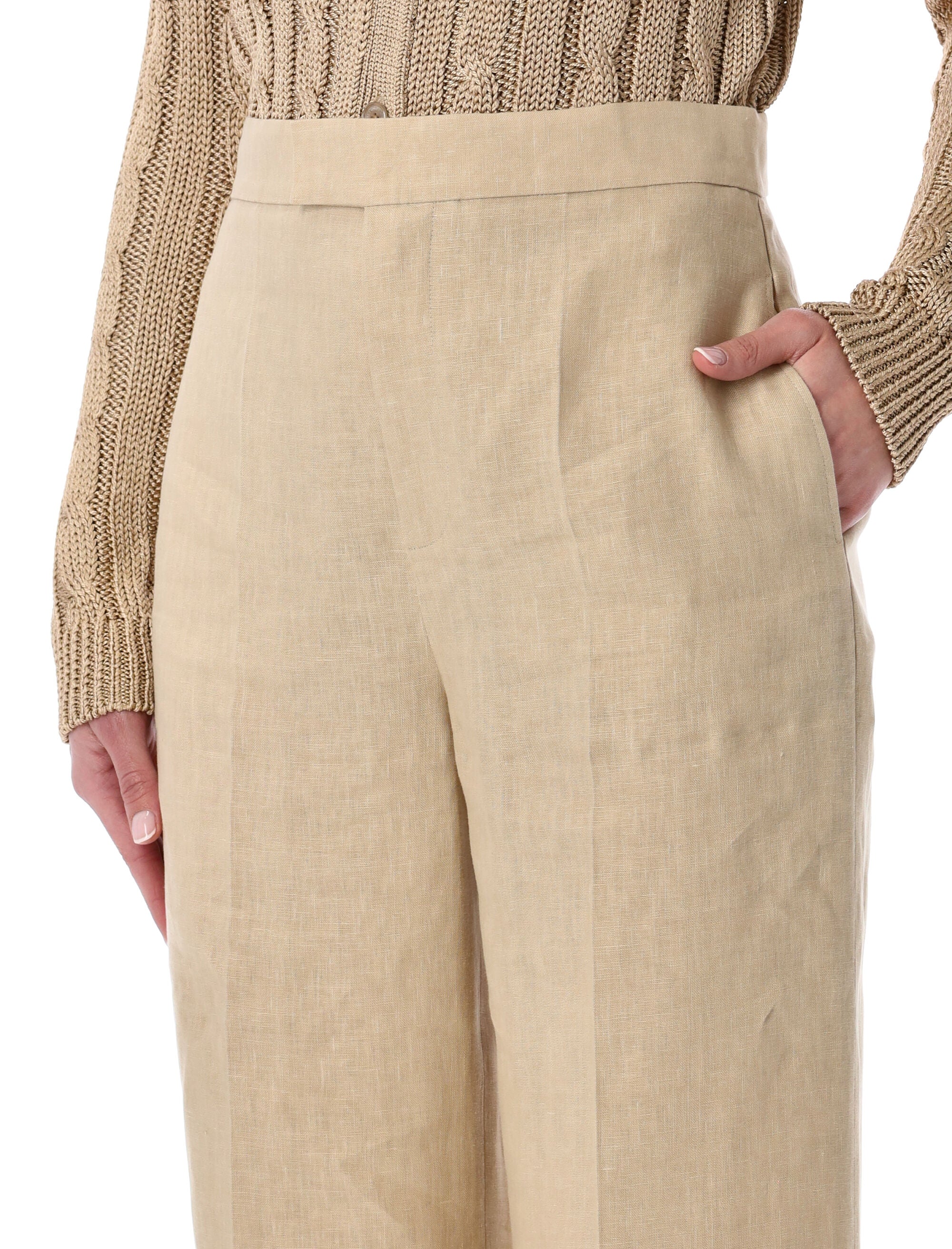 Ralph Lauren Dean linen wide-leg trousers Light Tan Pant