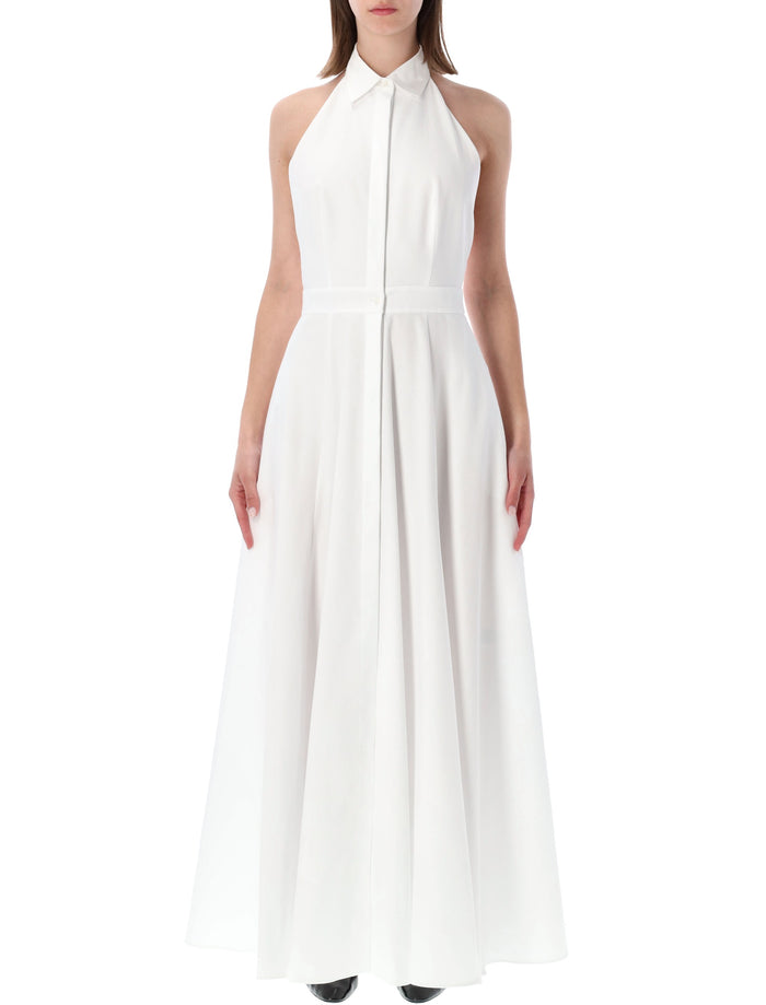 Ralph Lauren Cotton Piqué Halter Long Dress White