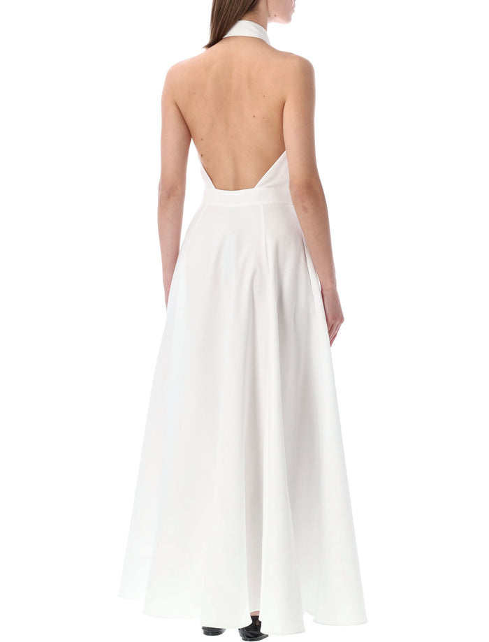 Ralph Lauren Cotton Piqué Halter Long Dress White