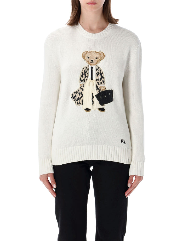 Ralph Lauren Polo Bear Silk Jumper Cream Patch Sweater