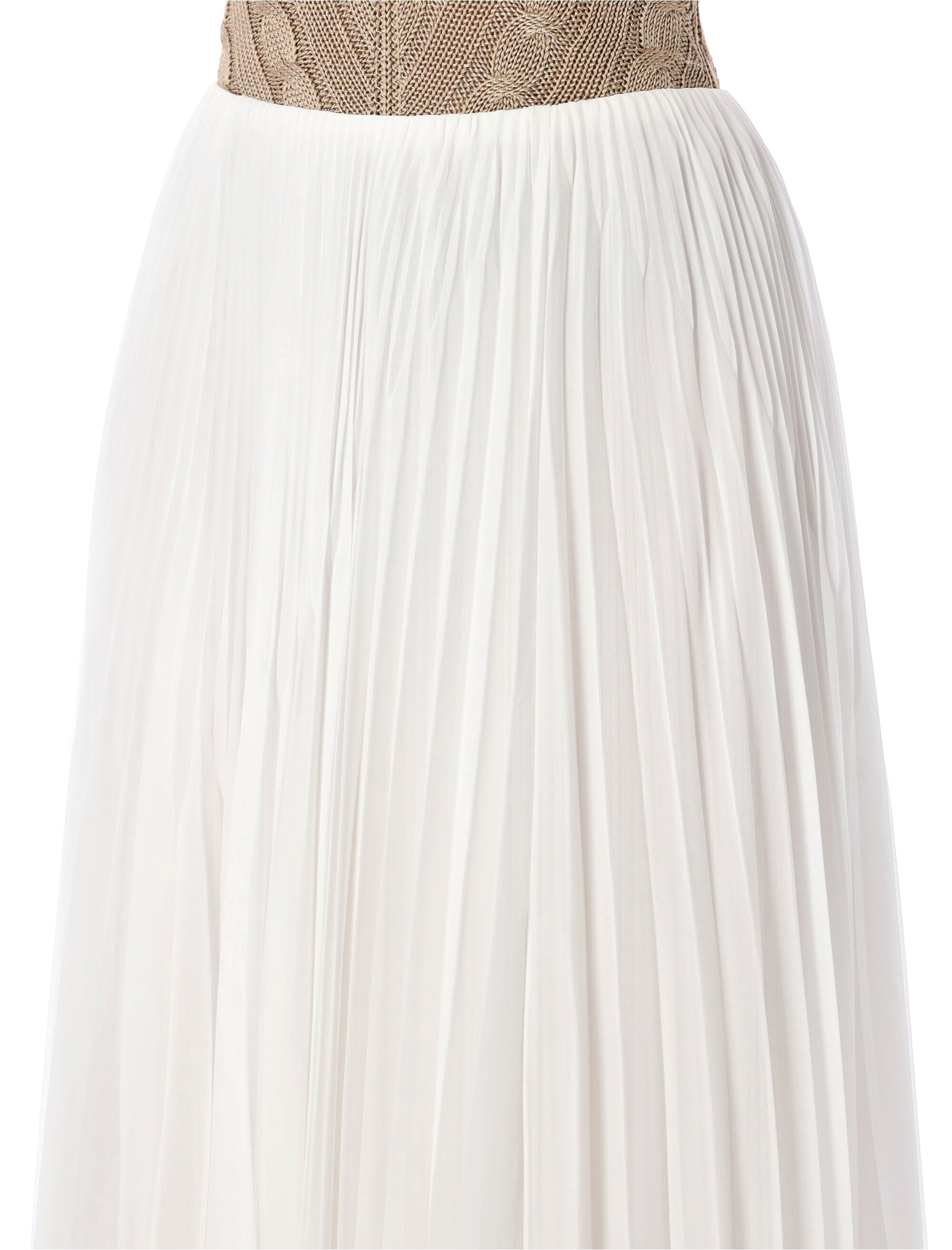 Ralph Lauren pleated jersey Niccola maxi skirt Cream Polyester