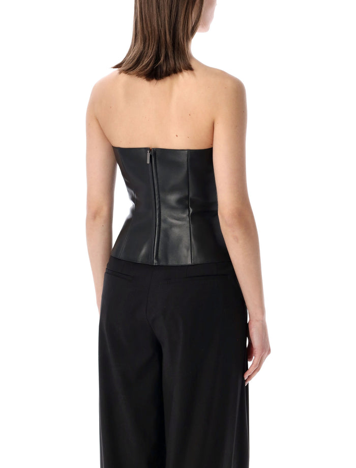 Ralph Lauren Harling lambskin bustier Black Leather Lining Top