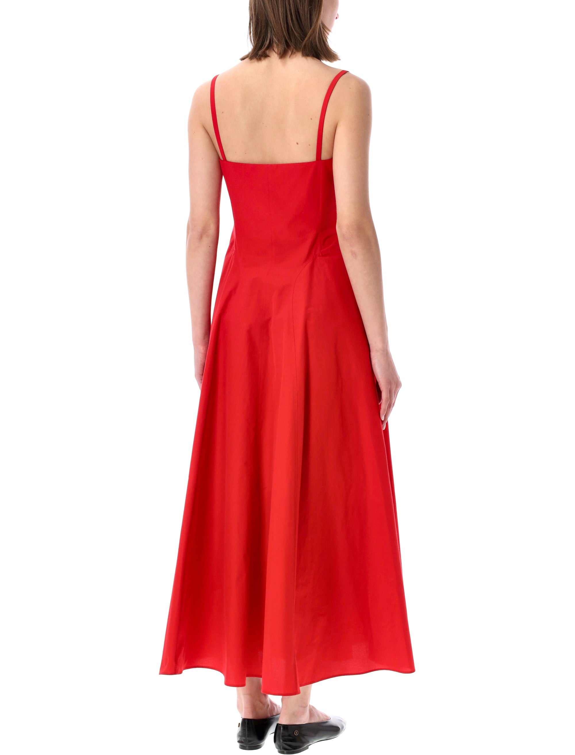 Ralph Lauren Marigot Poplin Day Dress Bright Red Cotton